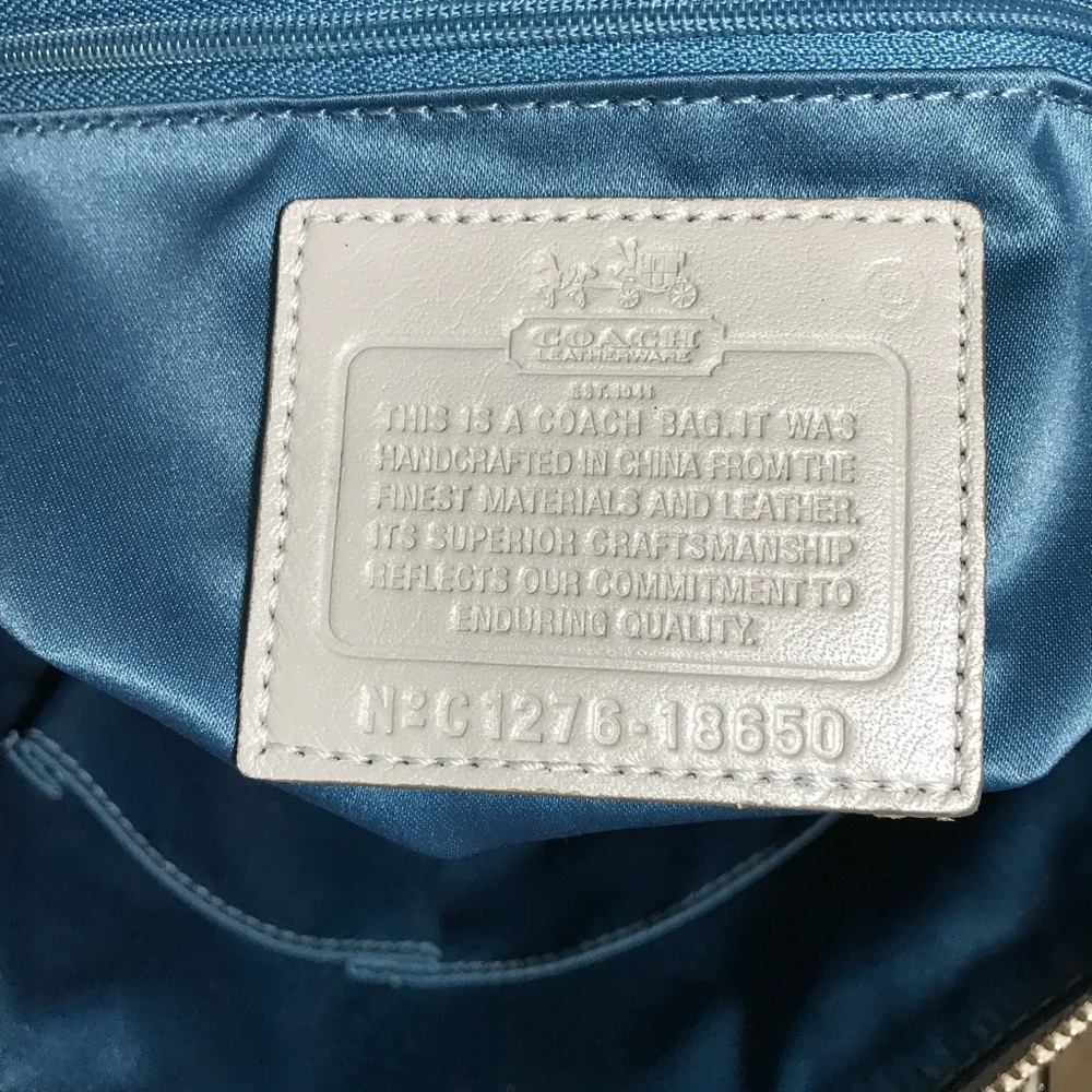 Coach Madison Sophia Op Art Gray Sateen Satchel with Python-Embossed Trim EUC - Picture 7 of 7